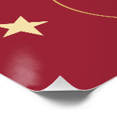 Frohe Weihnachten Elegante Script Gold Stars Red Poster (Ecke)