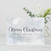 Frohe Weihnachten Elegante Script Snowflakes (Stehend Vorderseite)