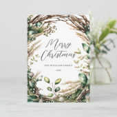 Frohe Weihnachten Elegante Skript rustikale botani (Stehend Vorderseite)