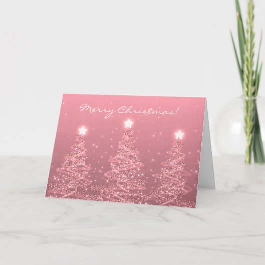 Frohe Weihnachten Elegante Sparkling Bäume Rose Go (Vorderseite)