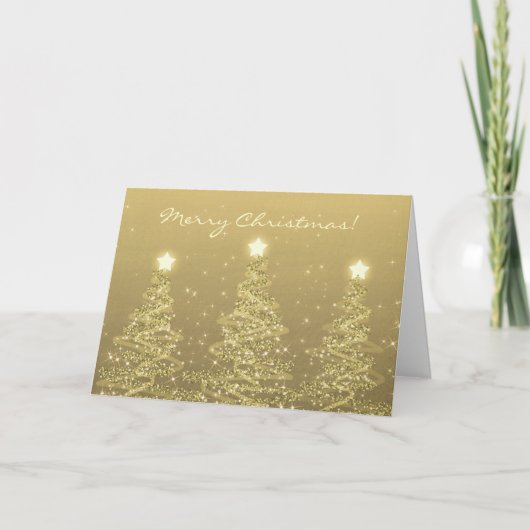 Frohe Weihnachten Elegante Sparkling Trees Gold (Vorderseite)