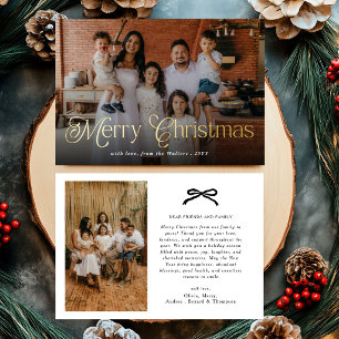 Frohe Weihnachten Elegante Typografie Familienfoto Folien Feiertagskarte