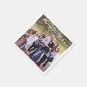 Frohe Weihnachten Elegante Typografie Foto Name Serviette (Ecke)