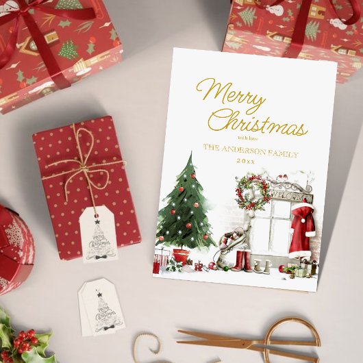 Frohe Weihnachten Elegante Wasserfarbkarte Einladung