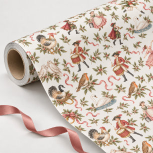 Frohe Weihnachten Elegante Zwölf Tage Weihnachten Geschenkpapier