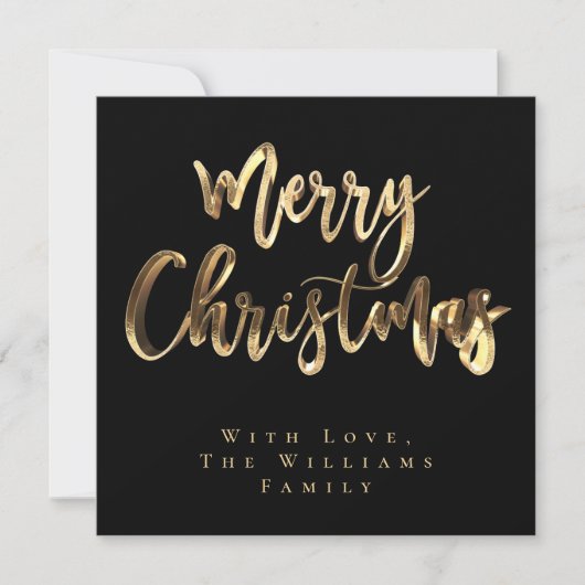 Frohe Weihnachten Eleganter Black and Gold Script (Vorderseite)