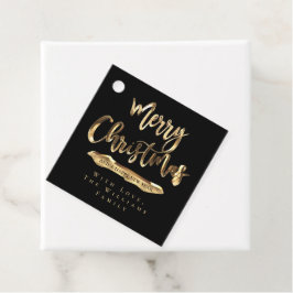 Frohe Weihnachten Eleganter Black and Gold Script Geschenkanhänger