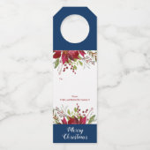 Frohe Weihnachten Eleganter botanischer Feiertag Flaschenanhänger (Vorderseite)