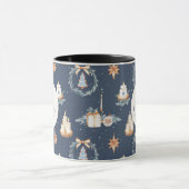 Frohe Weihnachten | Eleganter Navy & Gold Urlaub Tasse (Zentrum)