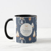 Frohe Weihnachten | Eleganter Navy & Gold Urlaub Tasse (Links)