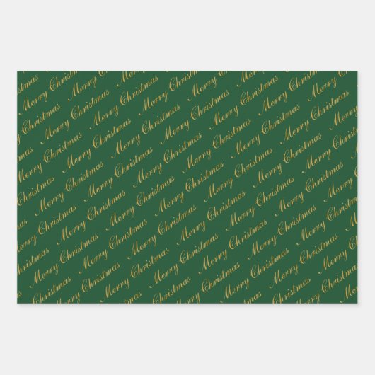 Frohe Weihnachten Eleganter Text Geschenkpapier Set (Vorderseite 3)