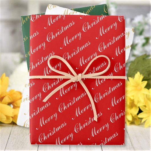 Frohe Weihnachten Eleganter Text Geschenkpapier Set