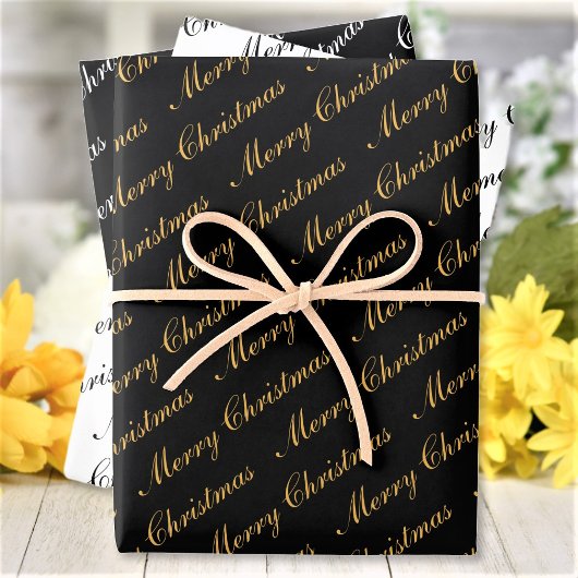 Frohe Weihnachten Eleganter Text Geschenkpapier Set