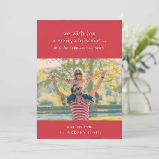 Frohe Weihnachten | Elegantes Foto der Roten Famil (Stehend Vorderseite)
