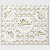 Frohe Weihnachten Elegantes Gold und Weiß Skript Geschenkpapier (Flach)