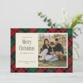 Frohe Weihnachten Elegantes Grün Kariertes Foto (Stehend Vorderseite)