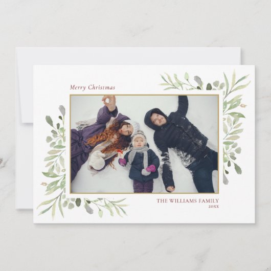 Frohe Weihnachten Elegantes Grünes Foto (Vorderseite)