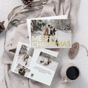 Frohe Weihnachten Elegantes Minimalistisches Foto Folien Feiertagskarte
