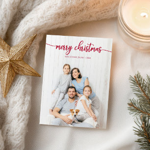 Frohe Weihnachten Elegantes rotes Skript Einzigart Postkarte