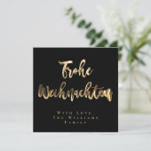 Frohe Weihnachten Elegantes Schwarzes Gold Script  (Stehend Vorderseite)