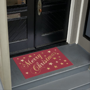 Frohe Weihnachten Elegantes Skript Goldene Sterne Fußmatte