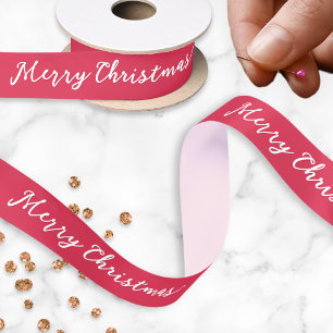 Frohe Weihnachten Elegantes Skript Rotes Festtags- Satinband