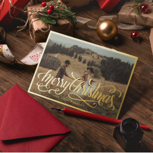 Frohe Weihnachten Elegantes Weihnachts-Foto Folien Feiertagskarte