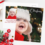 Frohe Weihnachten Elegantes Weißes Typografie-Foto Postkarte<br><div class="desc">Elegante frohe Weihnachts-Foto-Postkarte mit wunderschöner weißer,  kursiver Typografie. Dieses moderne Familienfoto der Postkarte bietet ein wunderschönes Drehbuch und Ihren Namen in Weiß über das komplette Blutbild. Personalisieren Sie das Programm mit einem zweiten Foto auf der Rückseite.</div>