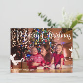 Frohe Weihnachten Elegantes White Cursive Script F (Stehend Vorderseite)