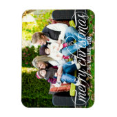 Frohe Weihnachten Elegantes White Script Foto Magnet (Vertikal)