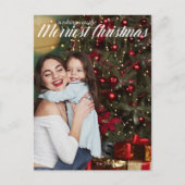 Frohe Weihnachten Elegantes White Script Foto Postkarte (Vorderseite)