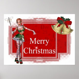 Frohe Weihnachten Elf 2 Design - Feiertage Print Poster