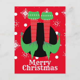 Frohe Weihnachten Elf Füße Absätze Schneeflocken  Postkarte