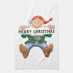 Frohe Weihnachten Elf Geschirrtuch