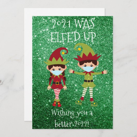 Frohe Weihnachten Elfed up Face Mask 2021 Glitzer (Vorne/Hinten)