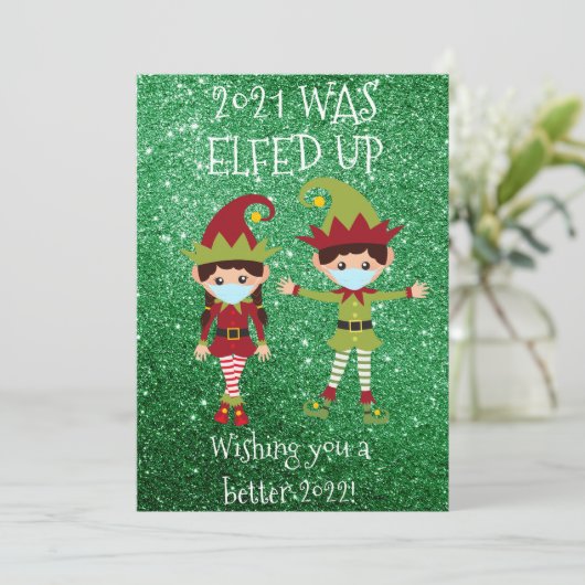Frohe Weihnachten Elfed up Face Mask 2021 Glitzer (Stehend Vorderseite)