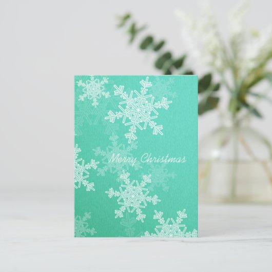 Frohe Weihnachten Emerald White Snowflake Minimali (Stehend Vorderseite)