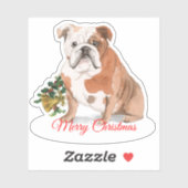 Frohe Weihnachten Englisch Bulldog Custom-Cut Viny Aufkleber (Blatt)