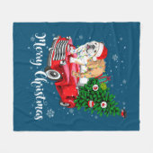 Frohe Weihnachten Englisch Bulldog Santa Red Truck Fleecedecke (Vorderseite (Horizontal))
