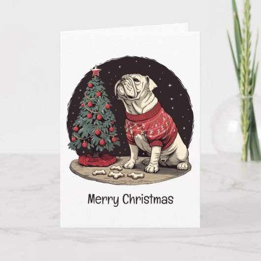 Frohe Weihnachten Englisch Bulldog Weihnachtsbaum (Vorderseite)