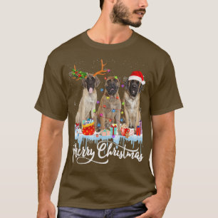 Frohe Weihnachten Englisch Mastiff Santa Light Rei T-Shirt