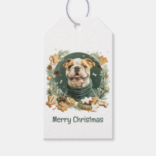 Frohe Weihnachten Englische Bulldogge Geschenkanhänger