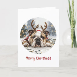 Frohe Weihnachten English Bulldog Reindeer