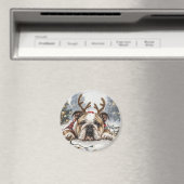 Frohe Weihnachten English Bulldog Reindeer Magnet (In Situ (Geschirrspüler))