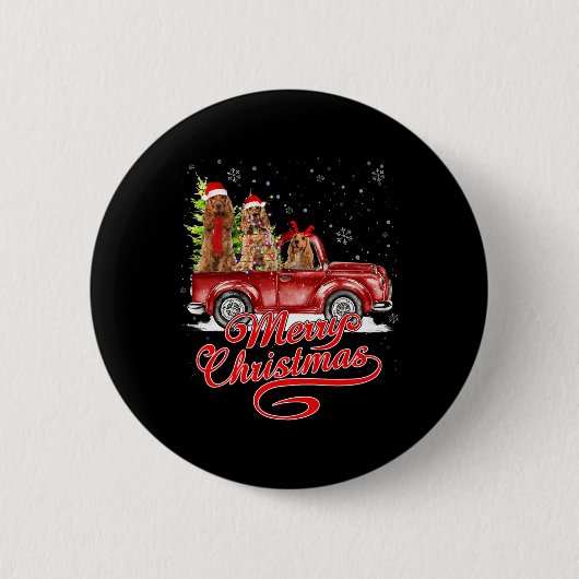 Frohe Weihnachten Er Spaniel Hunde Santa Reindeer Button (Vorderseite)