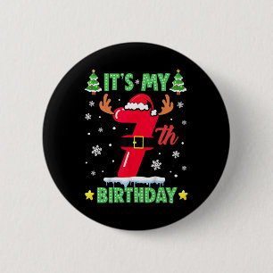 Frohe Weihnachten Es ist mein 7. Geburtstag Weihna Button
