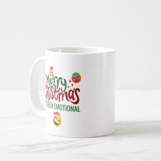 Frohe Weihnachten Es war EMOTIONAL lustig EMOJI Kaffeetasse (Vorderseite Links)