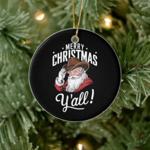 Frohe Weihnachten Euch alle Country Cowboy Weihnac Keramik Ornament
