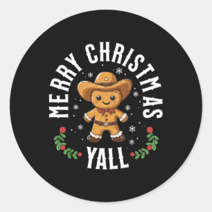 Frohe Weihnachten Euch alle Lebkuchen Cowboy Grüß  Runder Aufkleber