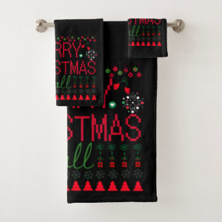 "Frohe Weihnachten Euch Allen" hässlicher Pullover Badhandtuch Set